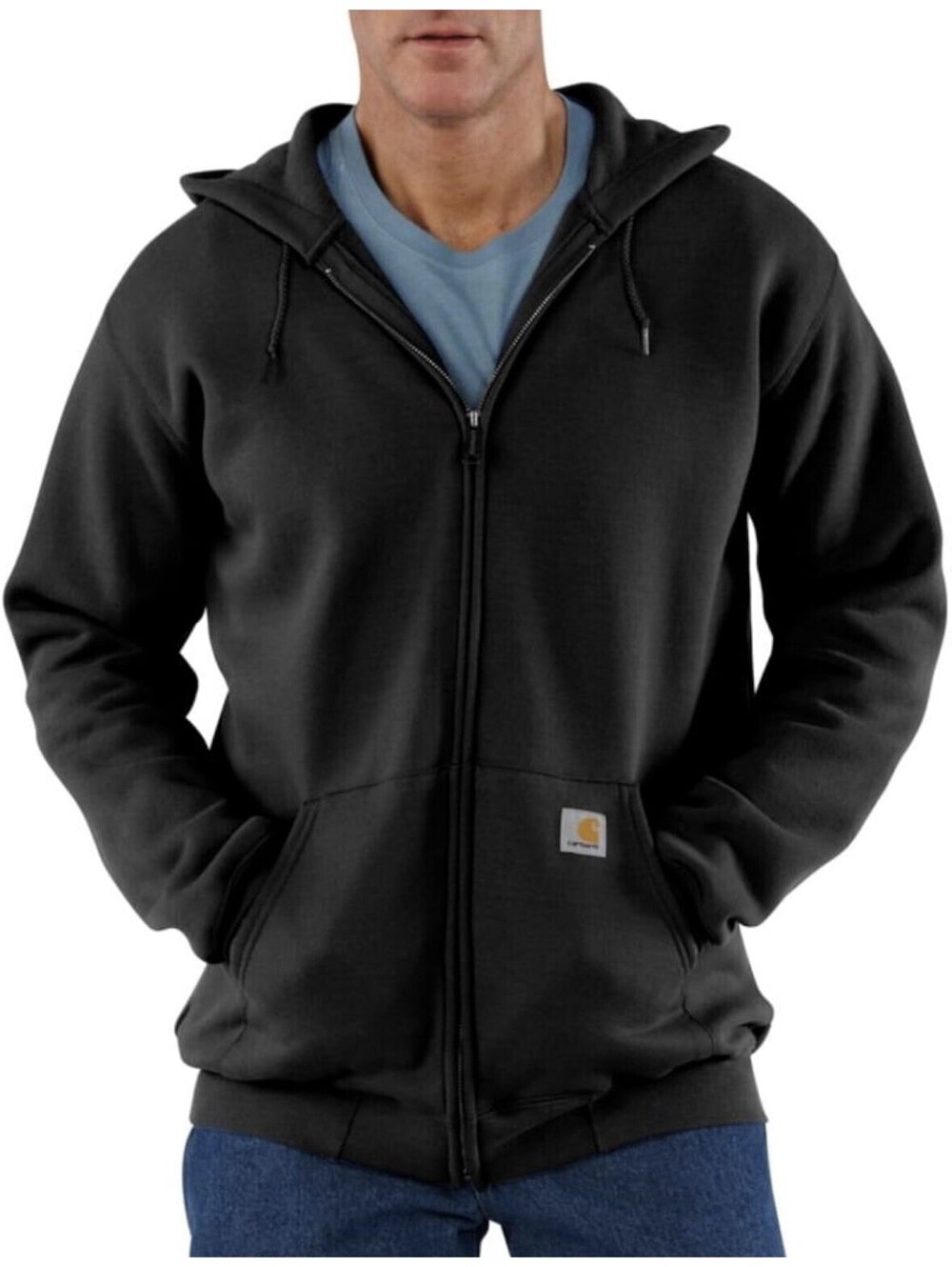 Carhartt Marquette Full-Zip Hooded Sweatshirt Midweight Loose Fit Men’s L Black